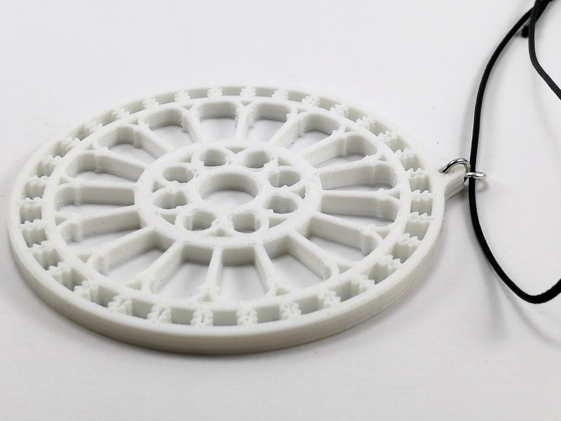 3D print necklace with pendant Medieval rose window Ostuni Cathedral collana con pendente