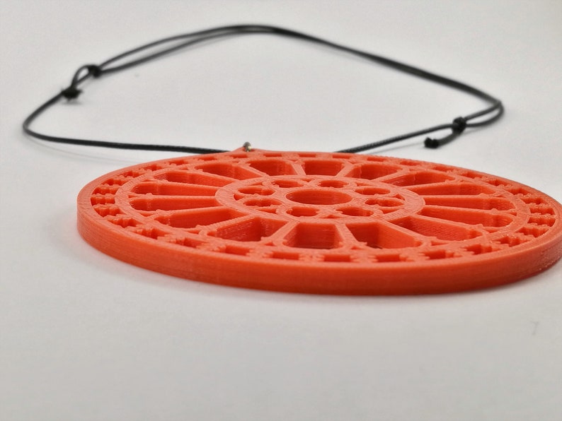 3D print necklace with pendant Medieval rose window Ostuni Cathedral collana con pendente