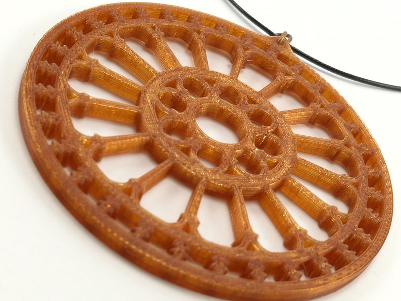 3D print necklace with pendant Medieval rose window Ostuni Cathedral collana con pendente