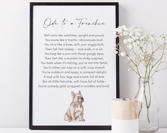 Funny French Bulldog Poem Print: Personalised Pet Wall Art