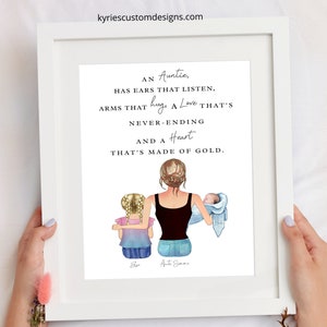 Auntie gift, Custom Family Portrait,Auntie Gift,Present From Children,Birthday Gift,Mothers Day Gift,Personalised Gifts,Gift For Auntie