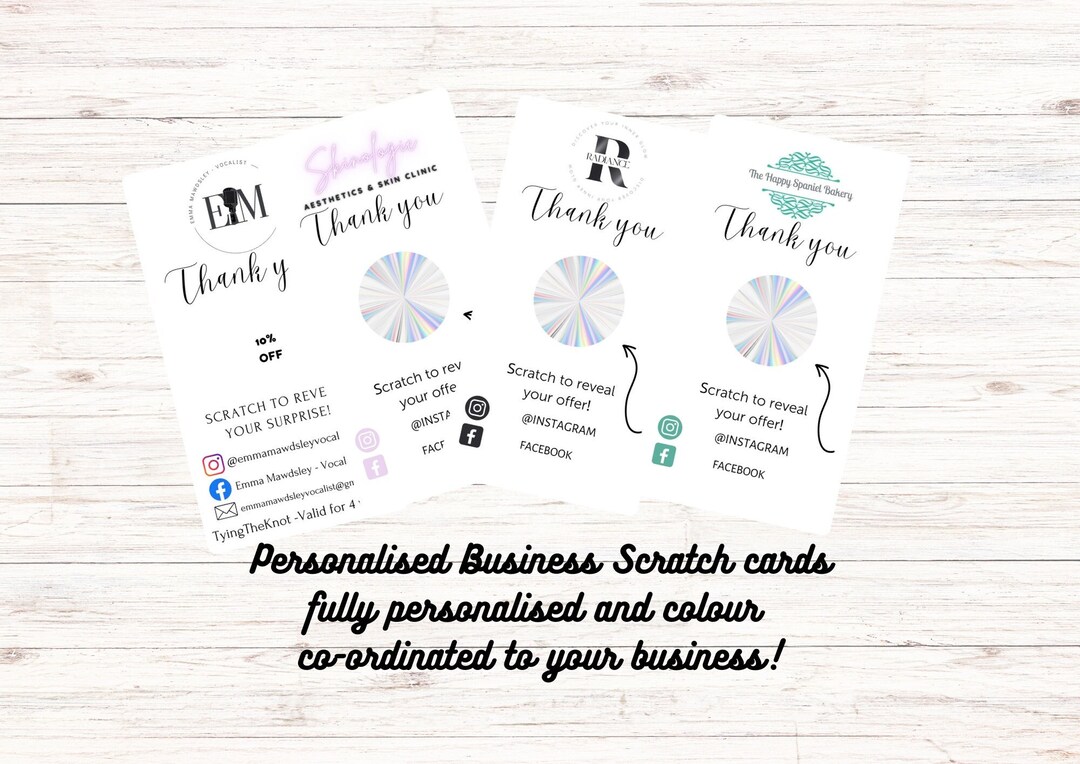 Personalised Business Scratch Cards, Small Business Stationery, Scratch