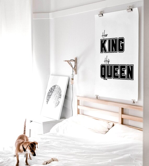 Her King His Queen His And Hers Bedroom Prints His And Hers Print King And Queen Wall Decor Couple Gift Birthday Gift Christmas Gift Unique