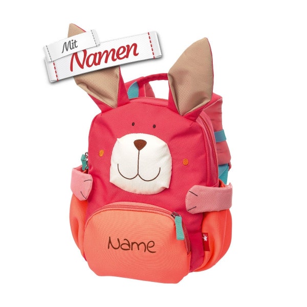 Sigikid Kindergartenrucksack Hase mit Namen personalisiert (bestickt), Kinder Rucksack