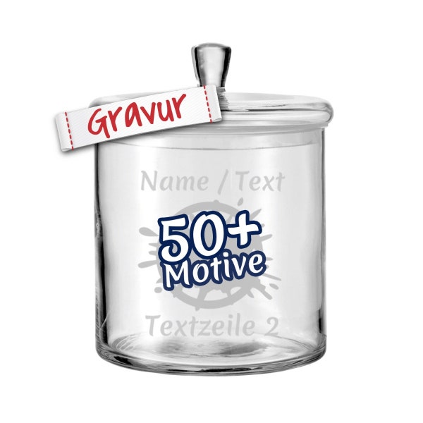 Vorratsglas mit Gravur personalisiert für Süßigkeiten und Kekse, LEONARDO Vorratsdose / Keksdose / Keksglas graviert, Bonbonglas 17x15 cm