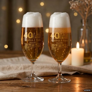 Rubinhochzeit Bierglas Gravur LEONARDO Biertulpe - Personalisiert Geschenk 40. Hochzeitstag