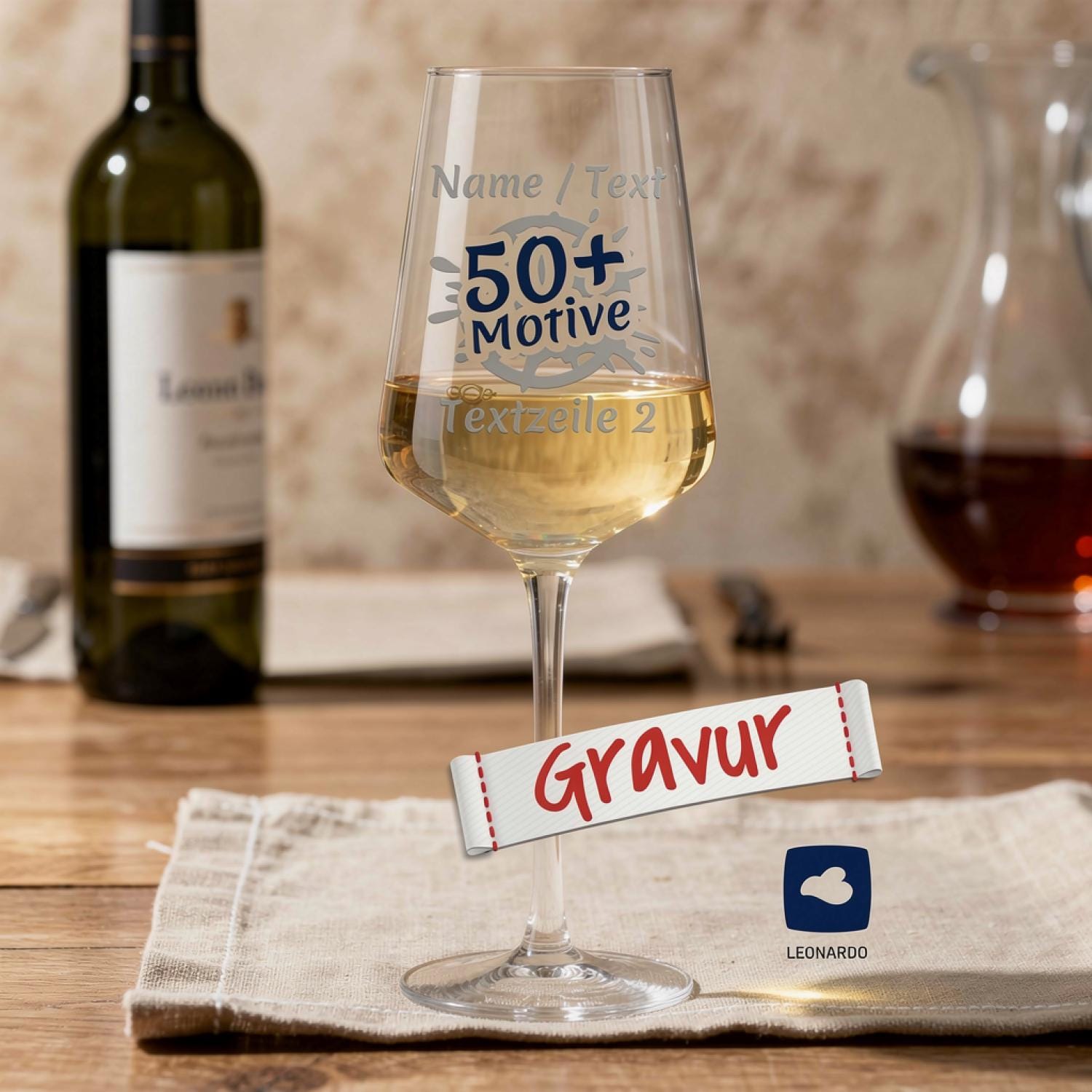 Weinglas LEONARDO PUCCINI Gravur-Geschenk - Personalisiert für Geburtstag, Hochzeit, Valentinstag 560 ml Eleganz