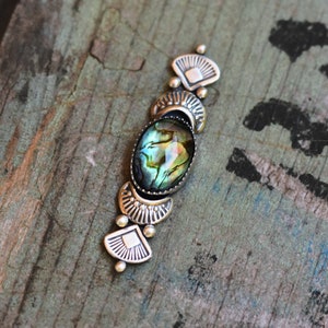 Abalone Shell Stamped Ring / Made-to-Size/ Sterling Silver/ Handmade
