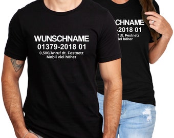 Jungle Camp Shirt including desired name + phone number. Custom Shirt with custom print. Carnival T-Shirt Personalized.