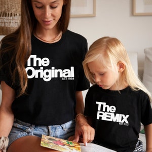 The Original The Remix Shirts Vater Sohn Partnerlook Mama Tochter Outfit Set Babybody bedruckt personalisiert Vater Sohn Geschenk Vatertag zdjęcie 2