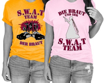 Team Bride Shirt S.W.A.T. Team of the Bride Security JGA Shirt Hen Party T-Shirts with Sayings Party Shirts Unisex XS - 3XL
