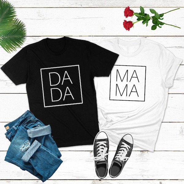 Mama Geschenk Geburt Mama Shirt Valentinstag Dada T-Shirt Geburt Baby Kind Pärchen Shirts Valentinstag Jahrestag