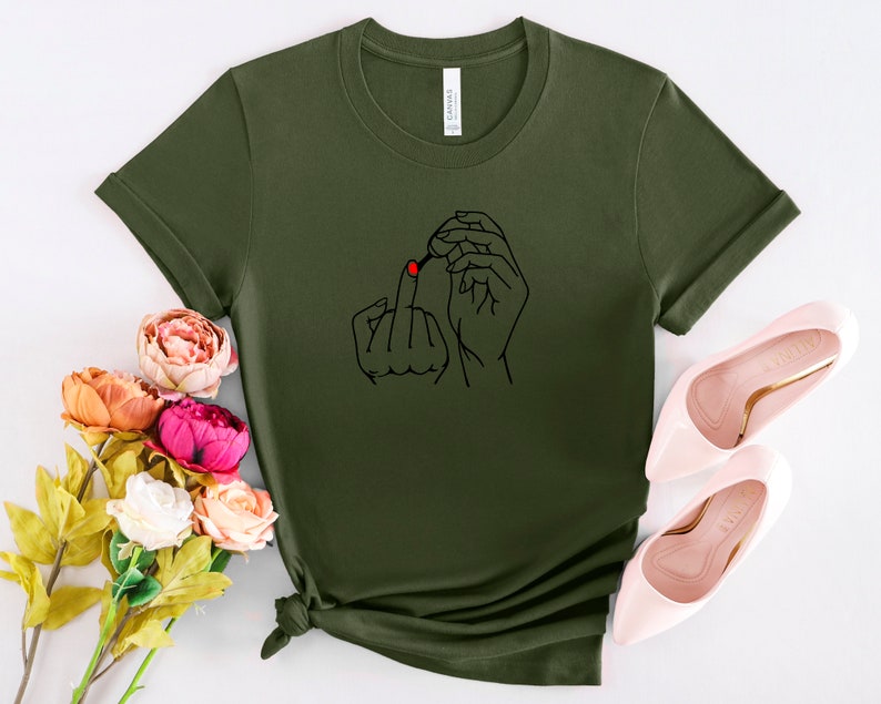 Feminist Shirt Feminismus T-Shirt Mittelfinger Nagellack Shirt Sommer tshirt Geschenk für Mädchen und beste Freundin Unisex Shirts Bild 9