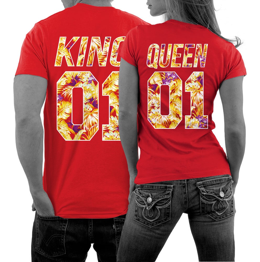 Buy KING and QUEEN T-shirts in a SET With Floral Print. Couple