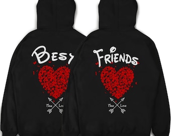 Beste vrienden truien voor beste vrienden BFF Hoodies Vriendschapsweater Harten XS - 3XL Million Threads ®