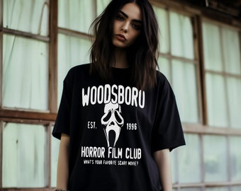 Halloween Spooky Shirt Woodsboro Horror Film Club T-Shirt Scary Scream Unisex XS - 3XL