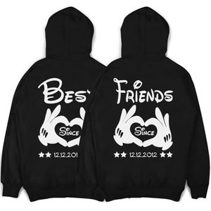 Best Friends Pullover BFF Freundschafts Hoodies mit Wunschdatum im SET Beste Freundinnen Valentinstag Bild 1