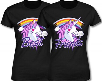 Best Friends Shirts Einhorn Beste Freundinnen BFF T-Shirts Unicorn Schwestern Shirts Valentinstag Pärchen