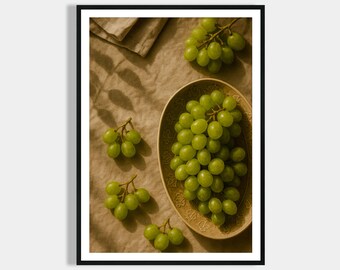 Weintrauben Küchenposter - Esszimmer Bilder - Vintage Kunst Gemüsegarten - Küchen Deko Wanddekoration - Moderne Wohndekoration Vintage Retro