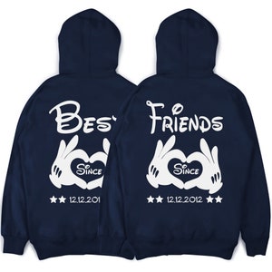 Best Friends Pullover BFF Freundschafts Hoodies mit Wunschdatum im SET Beste Freundinnen Valentinstag Bild 2