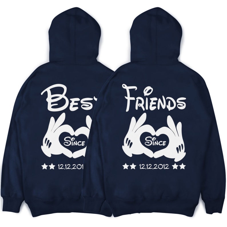 Best Friends Pullover BFF Friendship Hoodies avec la date souhaitée dans un SET Best Friends Valentine's Day image 2