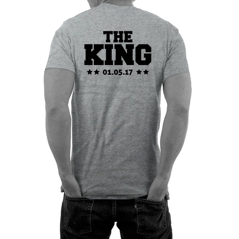 The King Shirt Partner Shirt His Queen Pärchen T-Shirts mit WUNSCHDATUM Bild 4