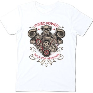 Auto Tuning Schrauber Hot Rod T-Shirts Turbo Power Engine Tuned Pressure Bild 4