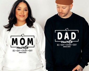 Papa Maman Sweatshirt Parents Cadeau Papa Pull Maman Annonce Grossesse Cadeau Grossesse Date Souhaitée Fête des Pères Fête des Mères Unisexe