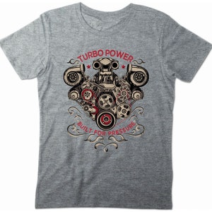 Auto Tuning Schrauber Hot Rod T-Shirts Turbo Power Engine Tuned Pressure Bild 5