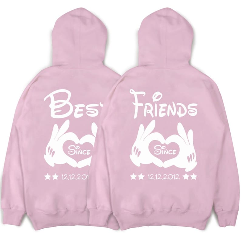 Best Friends Pullover BFF Friendship Hoodies avec la date souhaitée dans un SET Best Friends Valentine's Day image 3