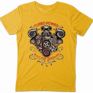 Auto Tuning Schrauber Hot Rod T-Shirts Turbo Power Engine Tuned Pressure Bild 2