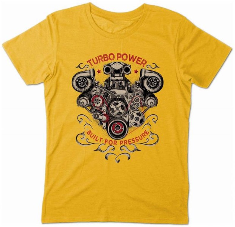 Auto Tuning Schrauber Hot Rod T-Shirts Turbo Power Engine Tuned Pressure Bild 2