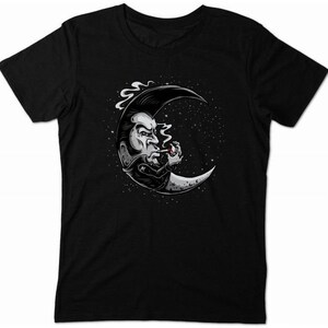 Rockabilly Moon T-Shirt Tattoo Hot Rod Shirt Zigarette Zigarre Rock n Roll Rebell Schwarz (Black)