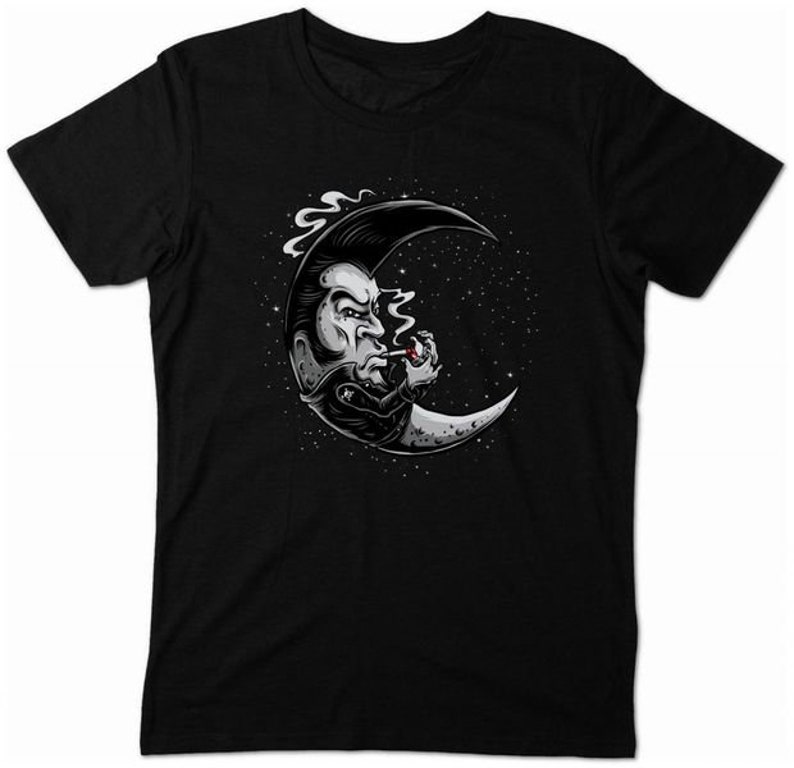 Rockabilly Moon T-Shirt Tattoo Hot Rod Shirt Zigarette Zigarre Rock n Roll Rebell Schwarz (Black)