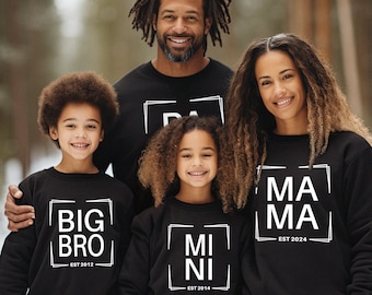 Maman Papa Mini Tenue de Famille Cadeau Famille Maman Pull Papa Père Fils Partenaire Look Maman Fille Tenue Big Bro Lil Sis Pull Partenaire