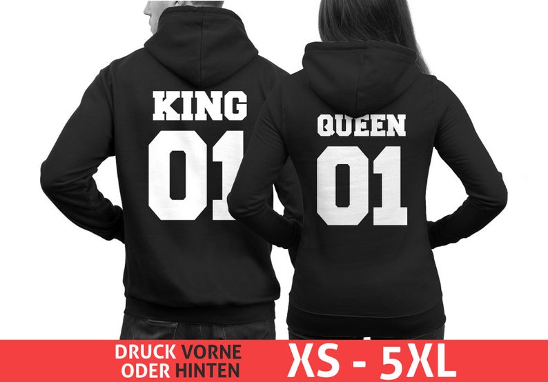 KING 01 QUEEN 01 Pärchen Pullover für Sie Queen 01 oder für Ihn King 01 Schwarz Bild 2