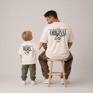 Vater Sohn Partnerlook Geschenk Papa Shirt - The original & The Remix Outfit Partner Sweatshirts und Hoodies - Vatertag Personalisiert Datum