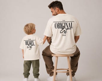 Vater Sohn Partnerlook Geschenk Papa Shirt - The original & The Remix Outfit Partner Sweatshirts und Hoodies - Vatertag Personalisiert Datum