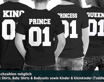 King Queen Prince Princess Shirts Partner T-Shirts Kinder Shirts Pärchen Couple