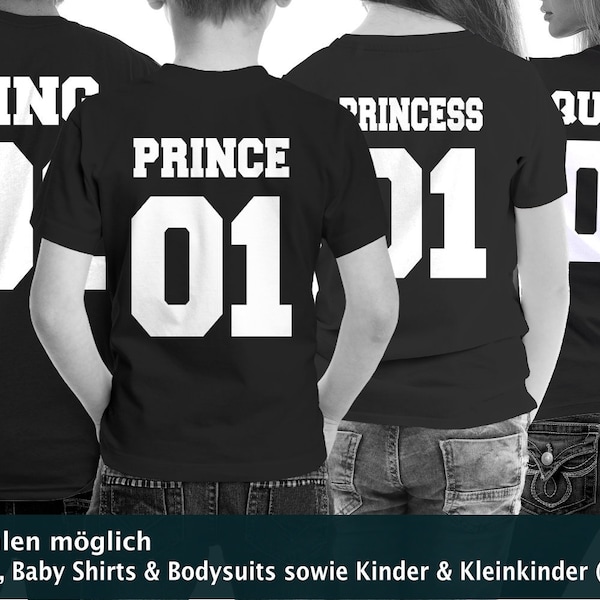 King Queen Prince Princess Shirts Partner T-Shirts Kinder Shirts Pärchen Couple