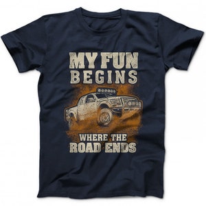 Off Road Jeep Shirt Offroad 4x4 Outdoor T-Shirt Geländewagen Truck Trail V8 US Car My Fun Begins Where The Road Ends Dunkelblau (Navy)