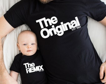 Las camisas originales The Remix Padre Hijo Socio Look Mamá Hija Traje Conjunto Bebé Body Impreso Personalizado Padre Hijo Regalo Día del Padre