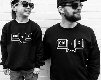 Father-son matching outfits and mother-daughter outfits, baby gift for parents, birth, copy-paste sweaters, Ctrl-C and Ctrl-V pullovers, couple's sweaters