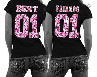 Chemises Best Friends BFF avec imprimé camouflage, chemises de couple pour meilleurs amis S - 3XL Million de fils