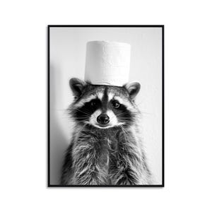 Gift house purchase bathroom poster raccoon with toilet paper roll on the head decoration guest toilet bathroom pictures raccoon housewarming gift