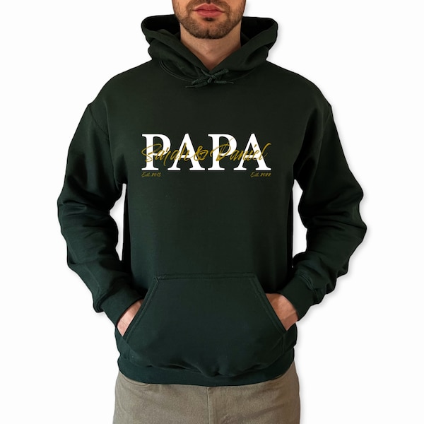 Papa Hoodie personalisiert Geschenk Vatertag Pullover für Papa Vatertagsgeschenk Wunschtext Familie Kindernamen Est Datum Million Threads