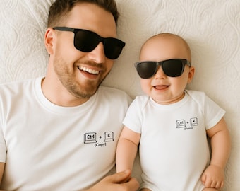 Copy Paste Shirts for father & son partner look or mother and daughter outfit - Baby bodysuit printed minimalist Ctrl C Ctrl V