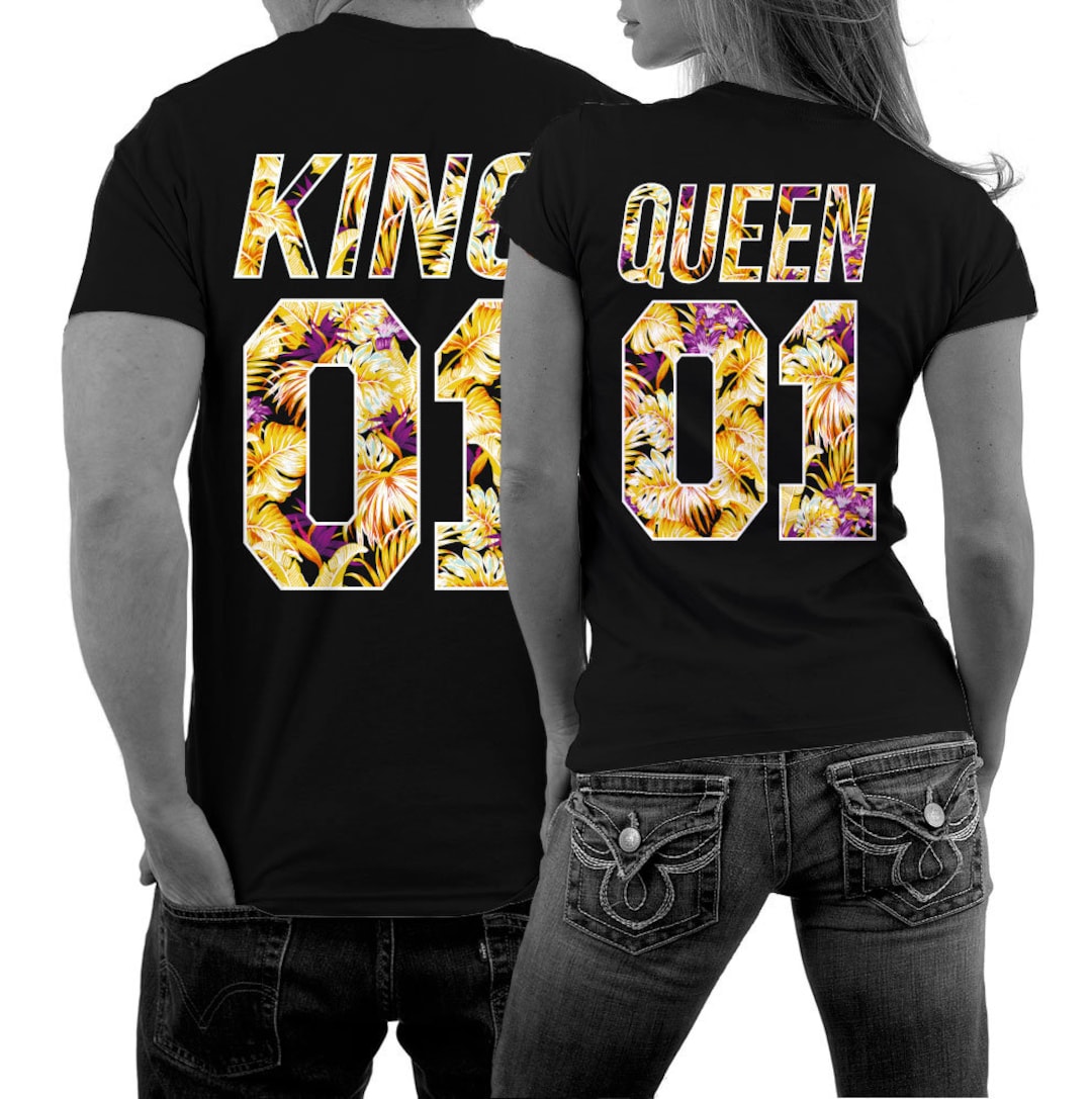 Buy KING and QUEEN T-shirts in a SET With Floral Print. Couple Shirts for  Couples in a Double Pack Online in India 