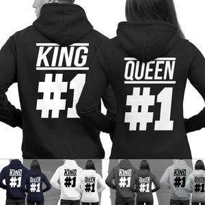 KING #1 and QUEEN #1 couple sweaters in a SET Couple sweaters in a double pack King and Queen Couple Hoodies