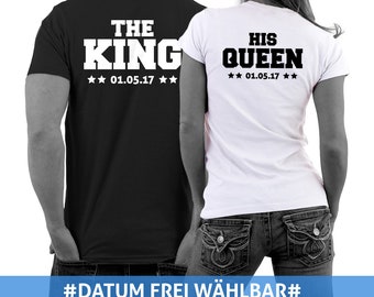 The King Shirt Partner Shirt His Queen Pärchen T-Shirts mit WUNSCHDATUM